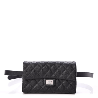 Chanel Grained Calfskin Quilted 2.55 Reissue Flap Belt Bag Clutch Black 1 of 7