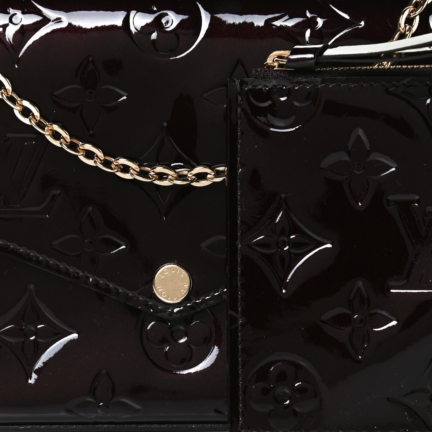 Louis Vuitton Vernis Pochette Felicie Chain Wallet Amarante 9 of 12