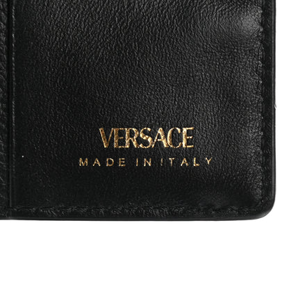 Versace Grained Calfskin Medusa Zip Card Holder Wallet Black 6 of 7