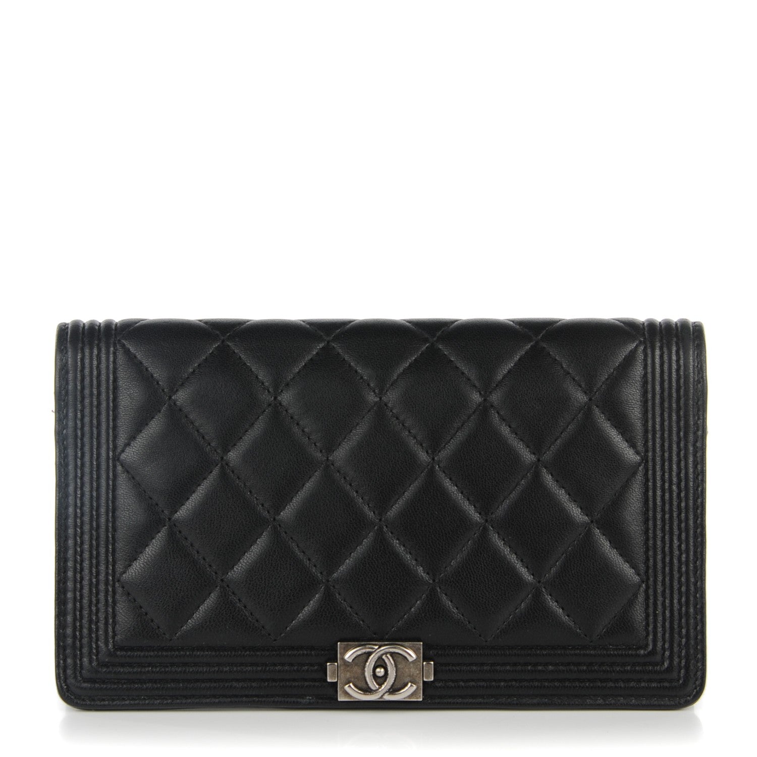 Chanel Lambskin Quilted Boy Yen Wallet Black 1 of 8
