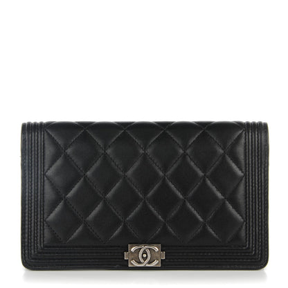 Chanel Lambskin Quilted Boy Yen Wallet Black 1 of 8