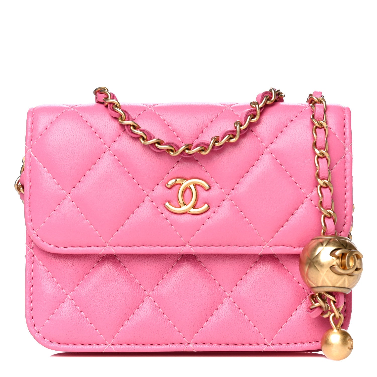 Chanel Lambskin Quilted Pearl Crush Clutch With Chain Pink 1 of 11