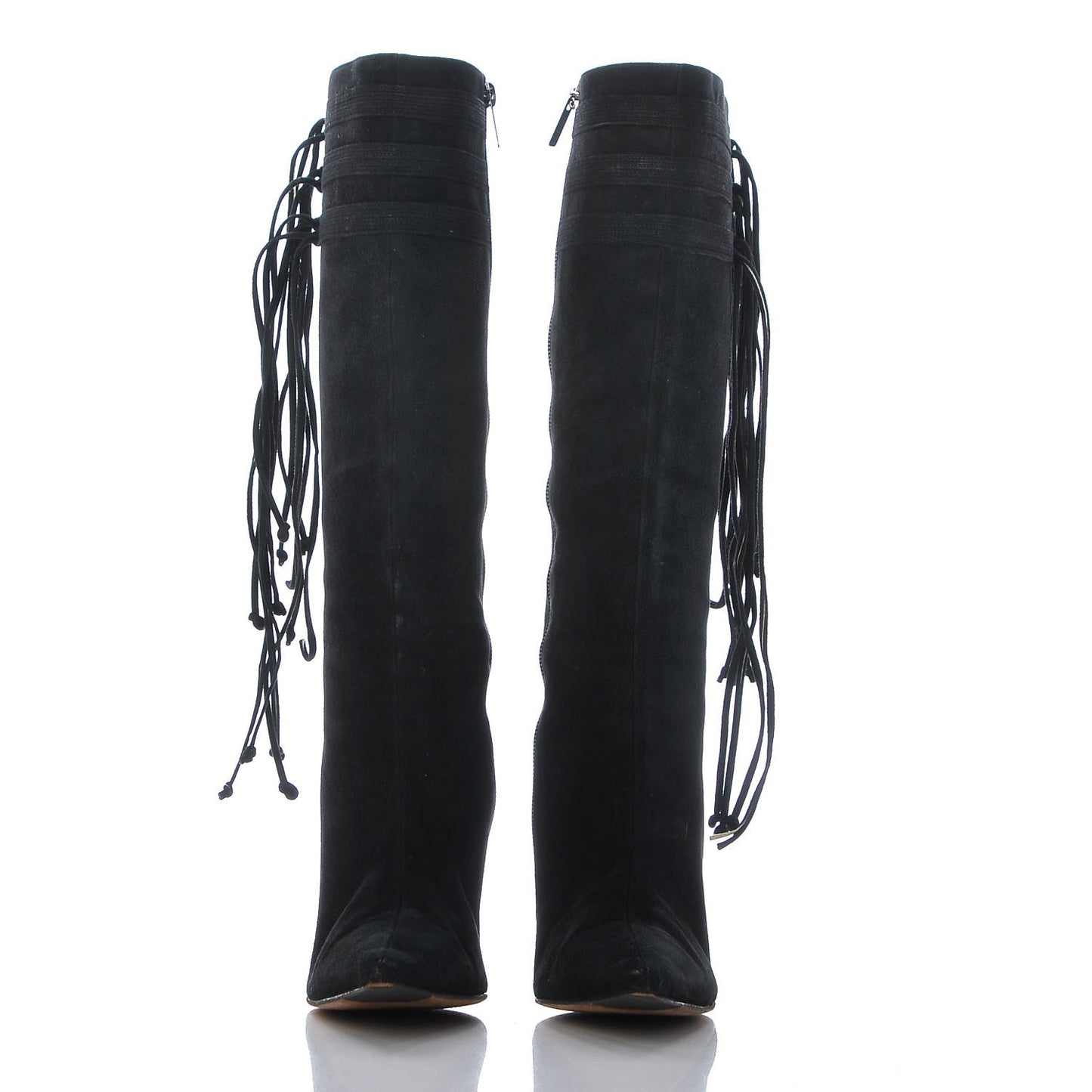Suede Gloria Fringe Boots 38.5 Black