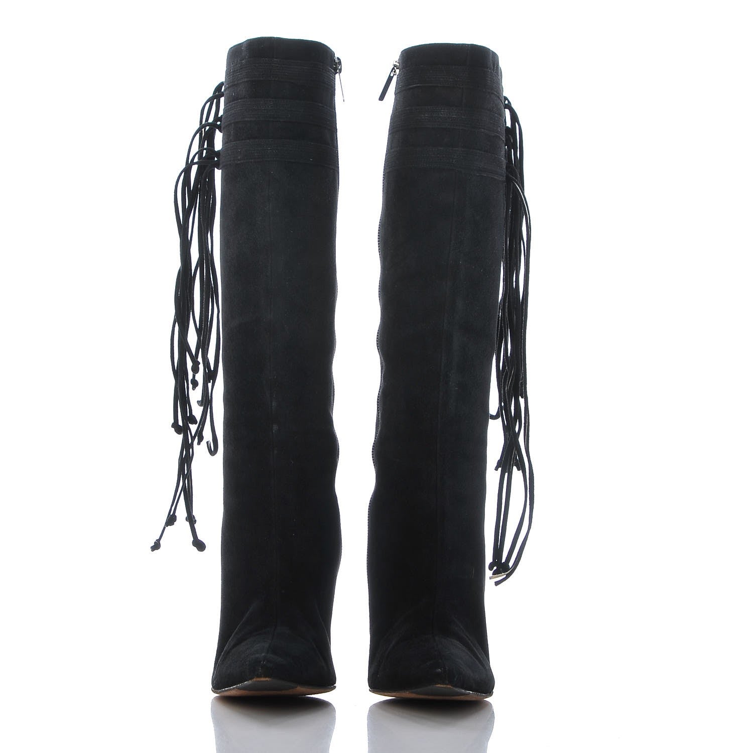 Jimmy Choo Suede Gloria Fringe Boots 38.5 Black 2 of 13