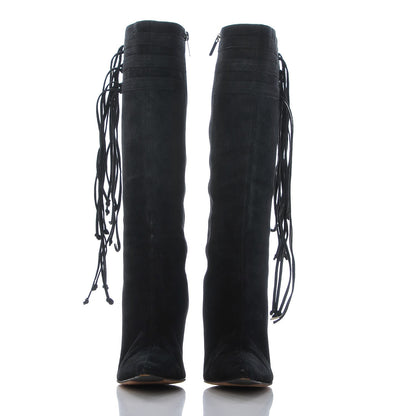 Jimmy Choo Suede Gloria Fringe Boots 38.5 Black 2 of 13