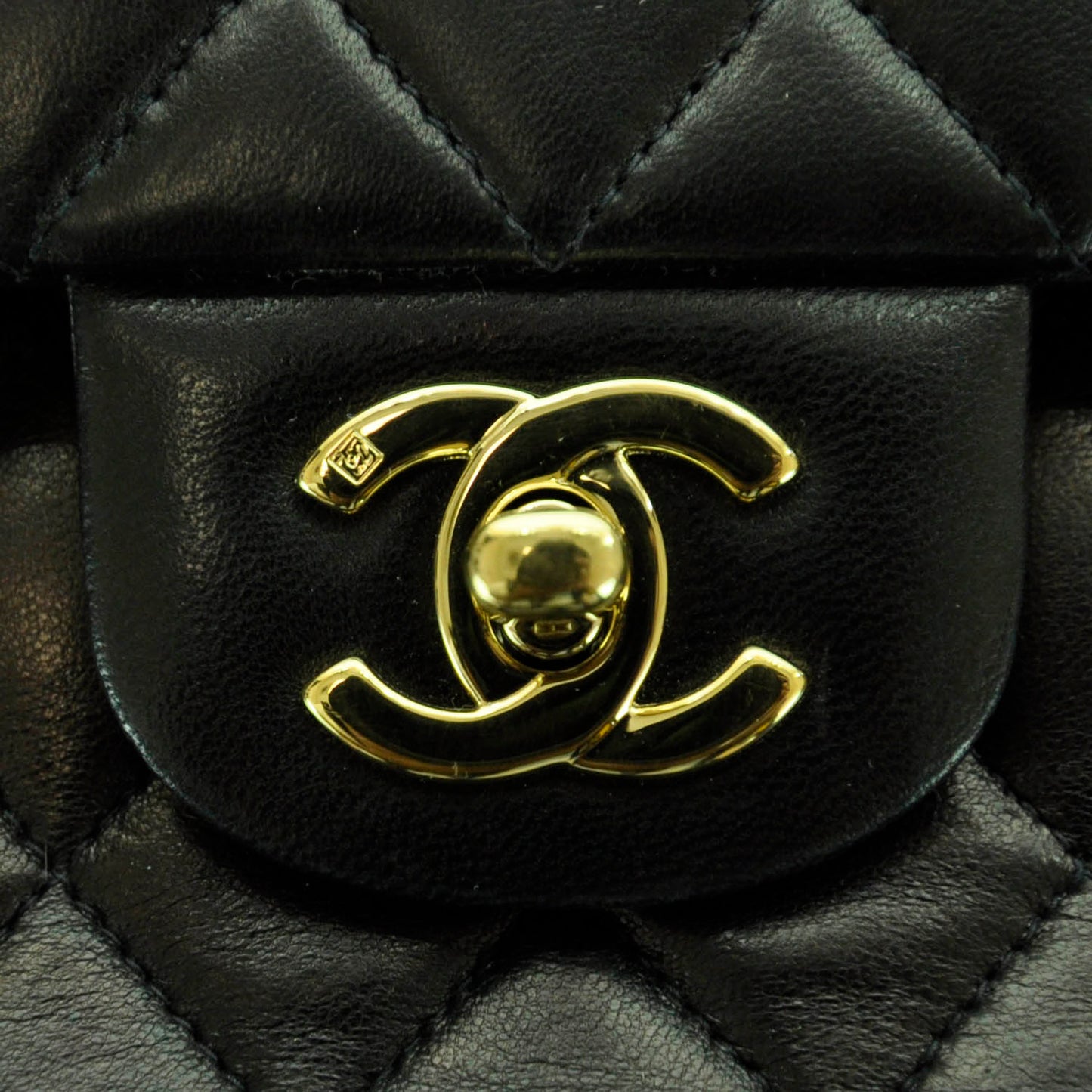 Lambskin Quilted Small Double Flap Black