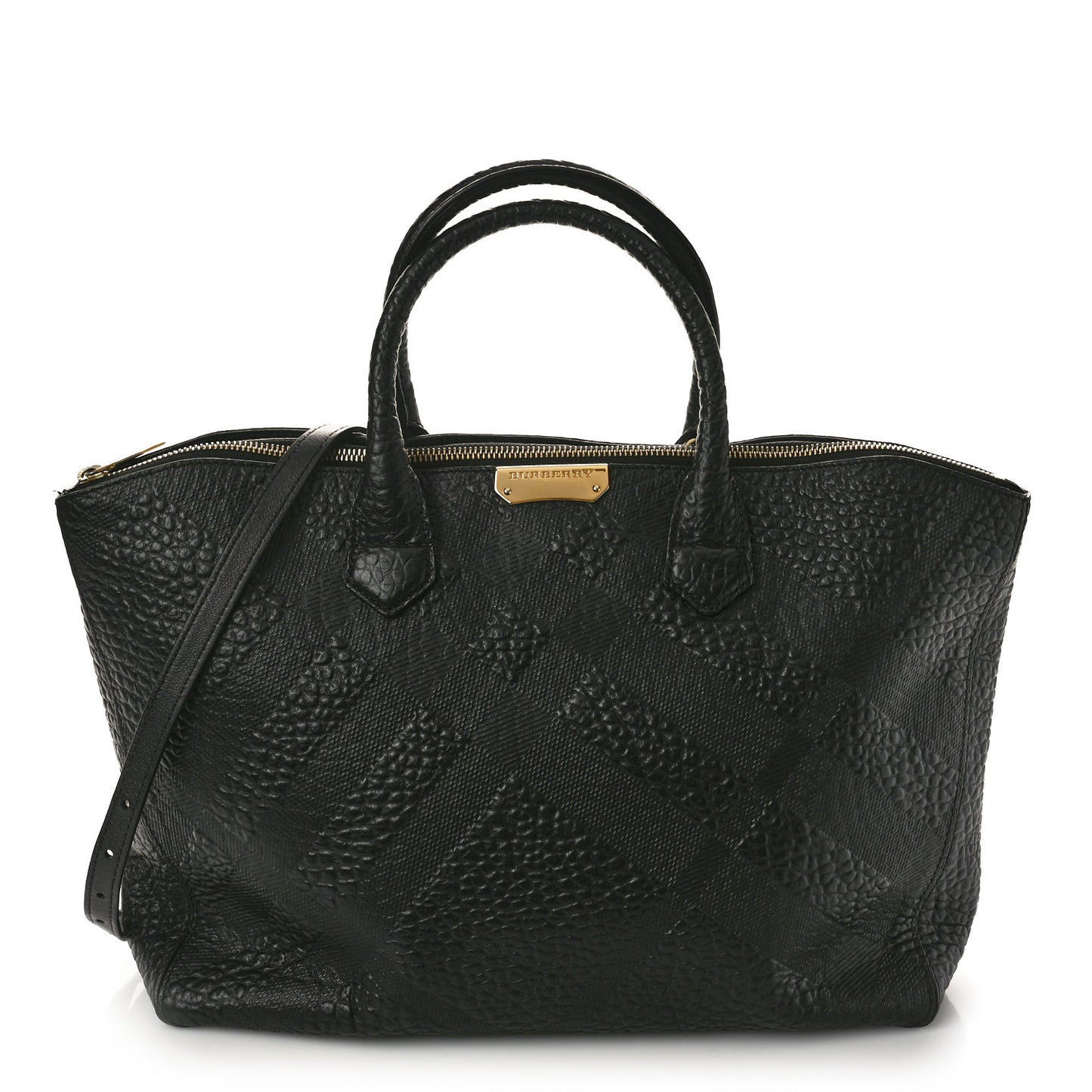 Heritage Grain Check Embossed Medium Dewsbury Tote Black