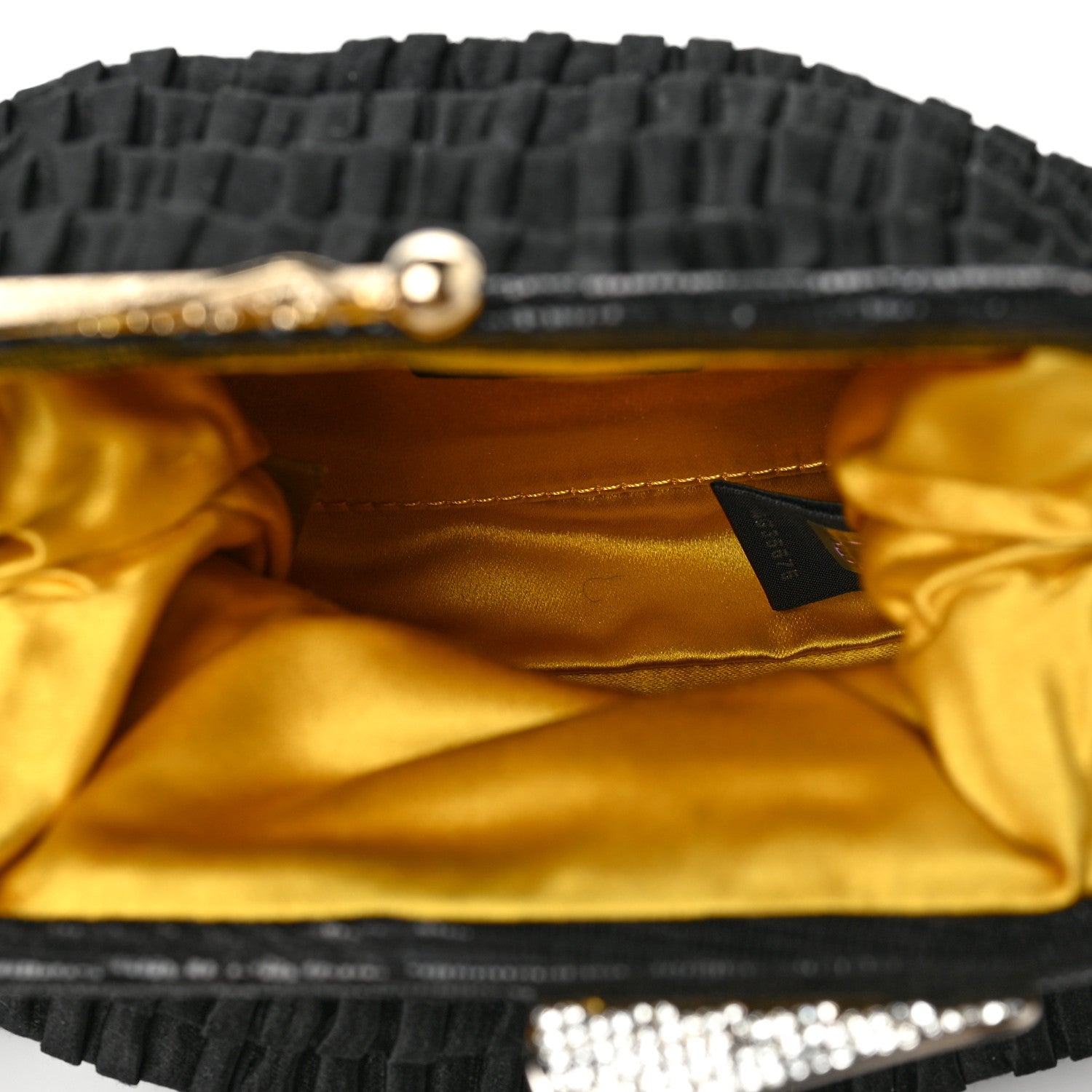 Fendi Satin Quilted Ruffle Borderline Clutch Black 5 of 6