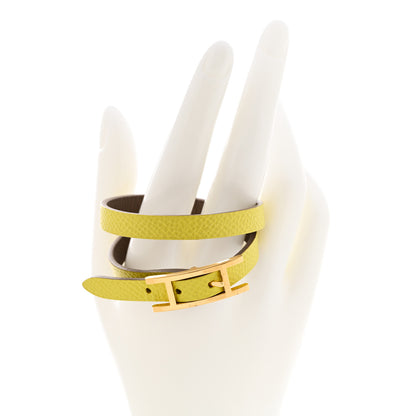 Hermes Epsom Swift Behapi Double Tour Bracelet XS Lime Etoupe 2 of 6