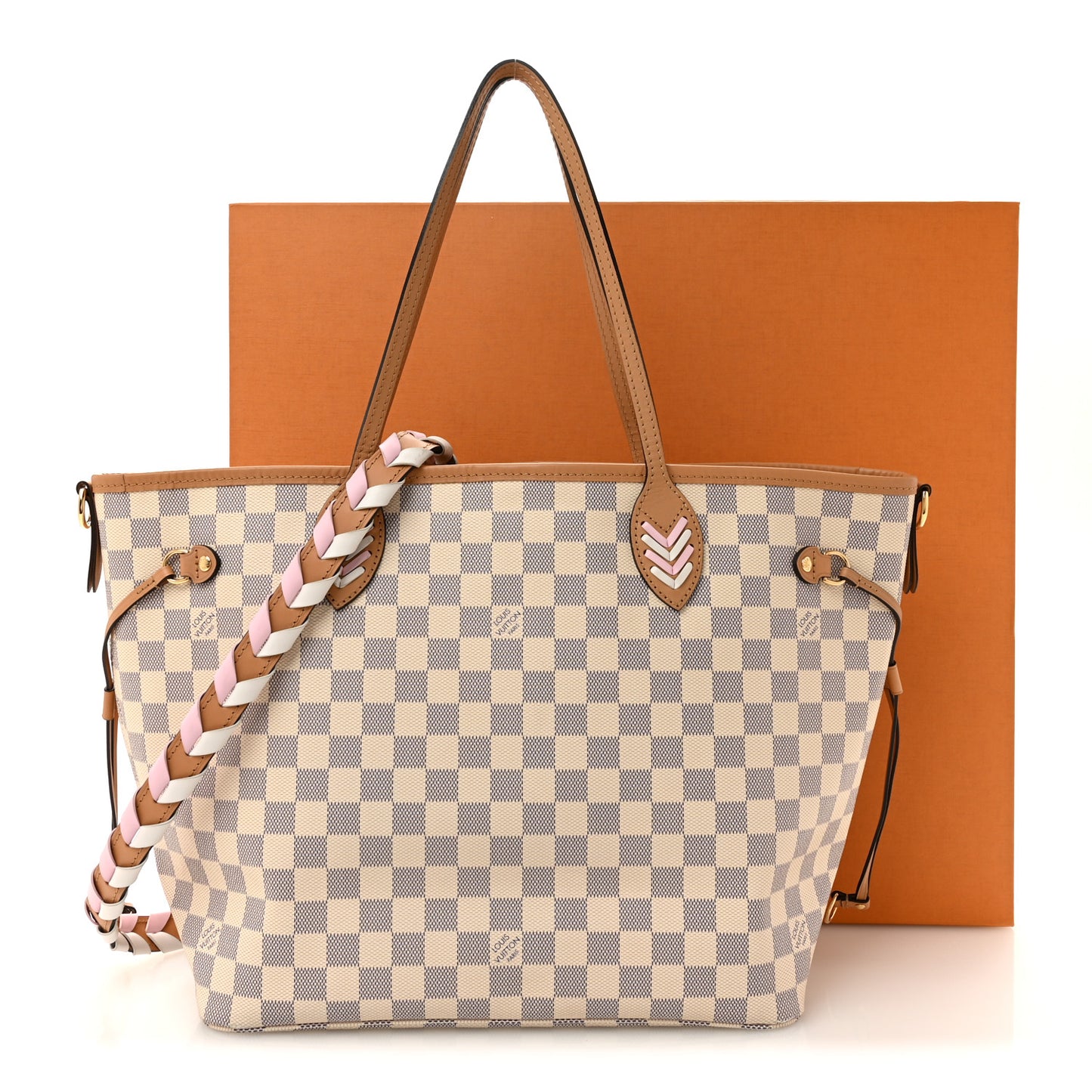 Damier Azur Braided Neverfull MM Orange