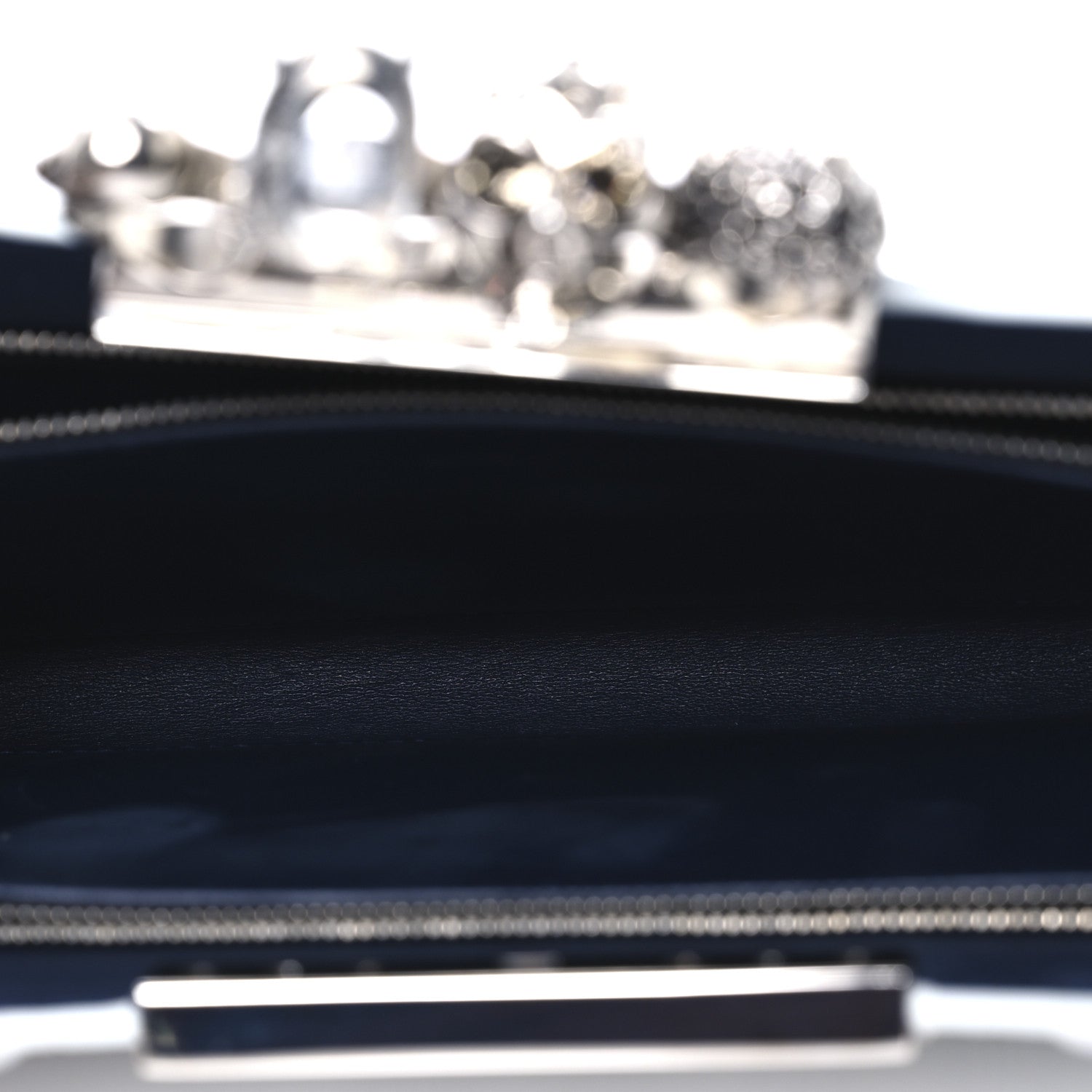 Alexander McQueen Metallic Calfskin Quilted Four Ring Knuckle Flat Clutch Silver 5 of 13