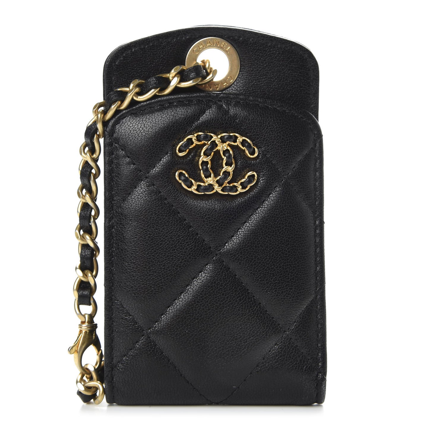 Lambskin Quilted 19 Luggage Tag Black