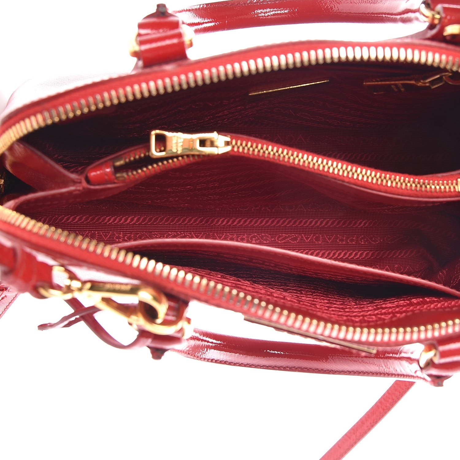Prada Saffiano Vernice Mini Promenade Tote Rosso 6 of 13