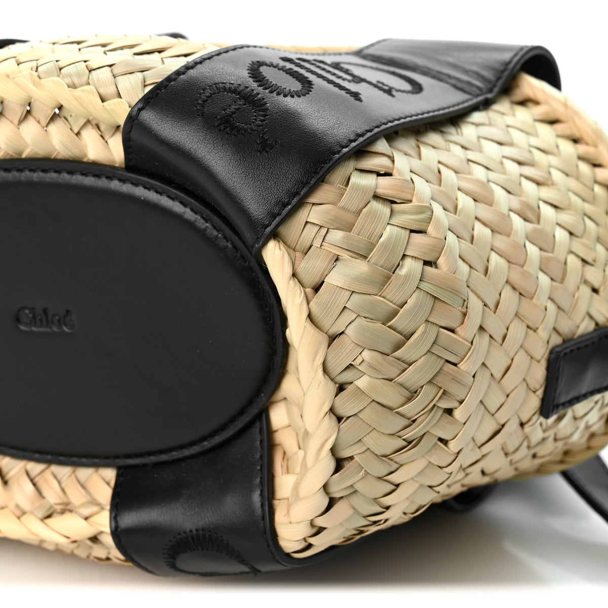 Chloe Raffia Smooth Calfskin Small Sense Basket Black 10 of 10