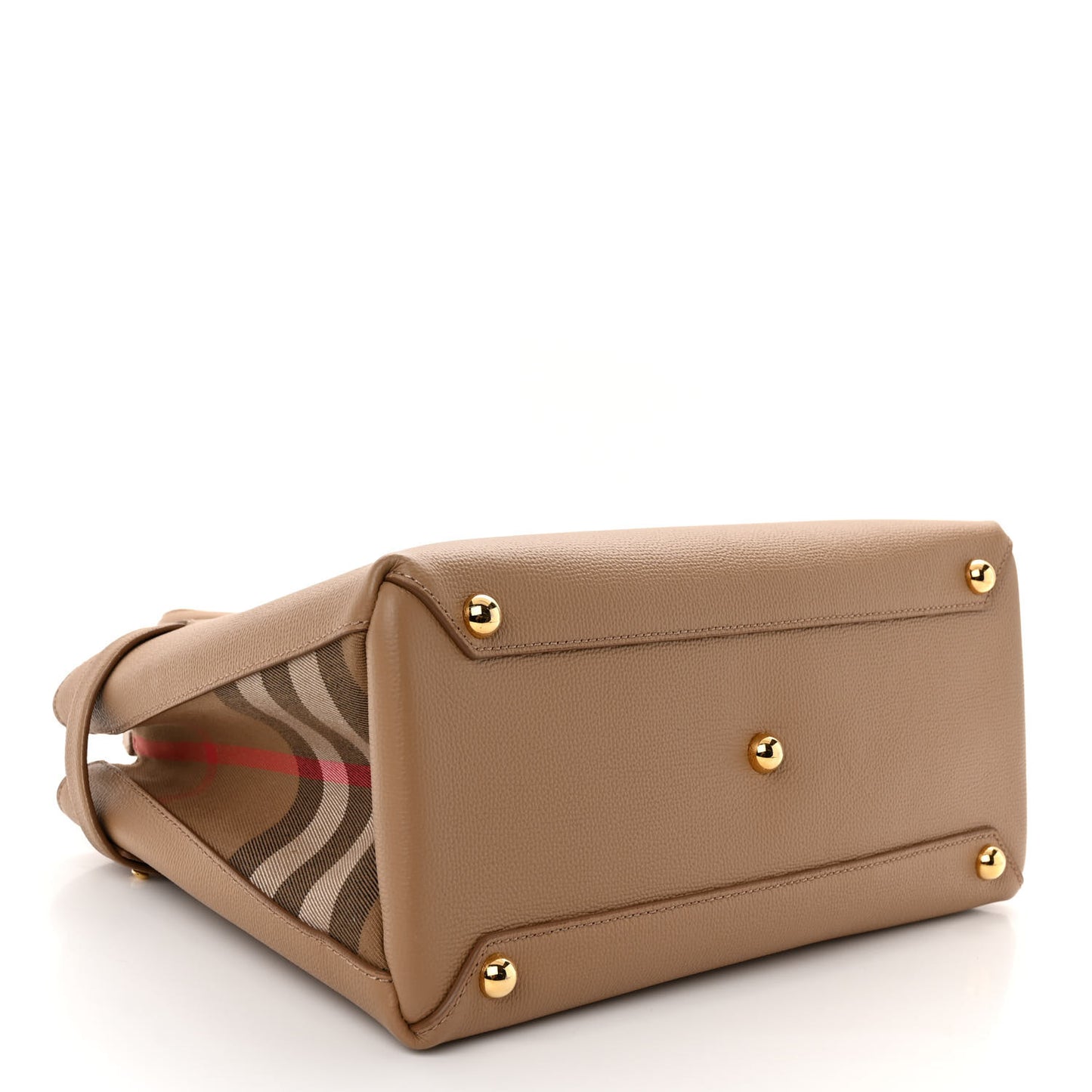 Derby Calfskin House Check Medium Banner Tote Camel