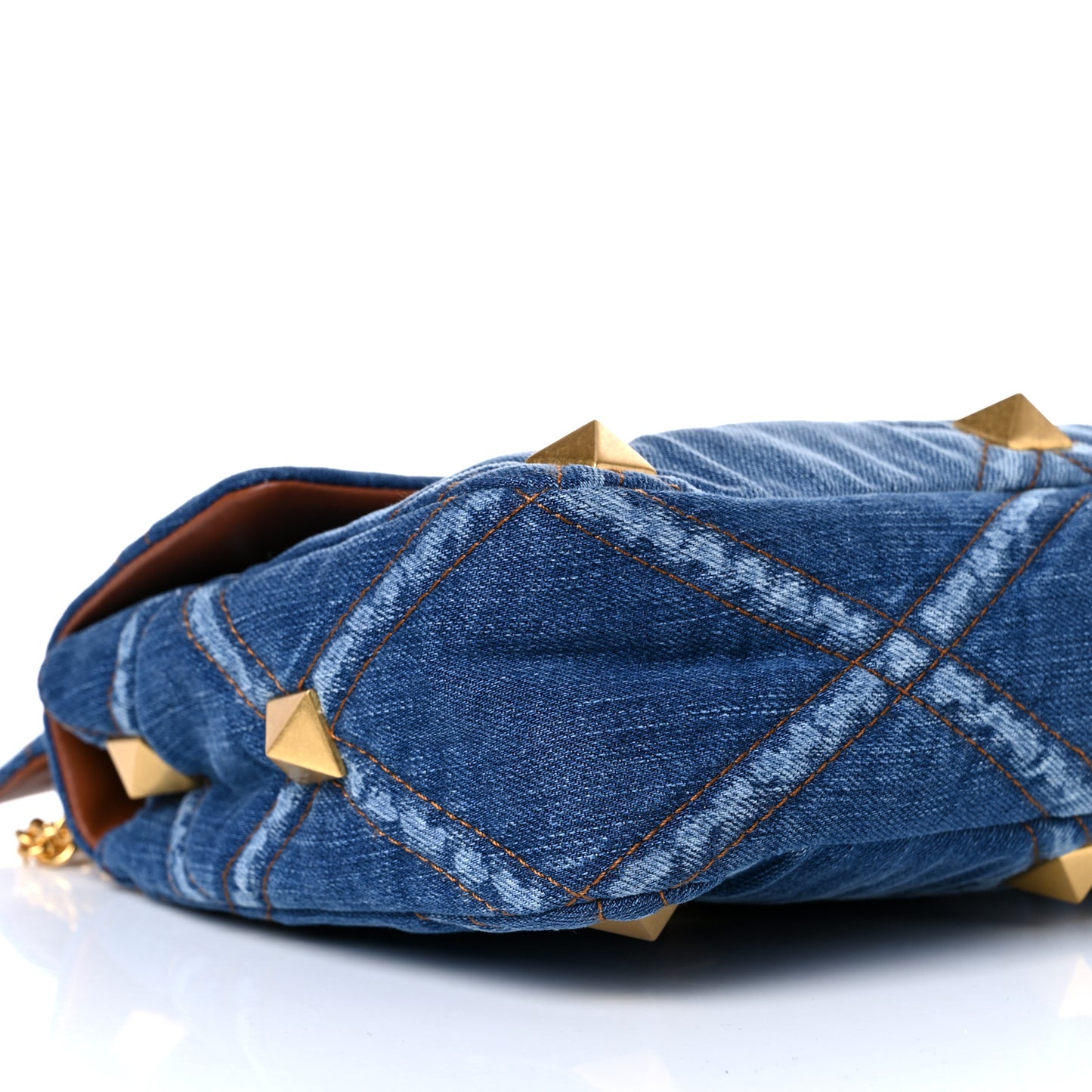 Denim Large Roman Stud Shoulder Bag Light Denim Selleria