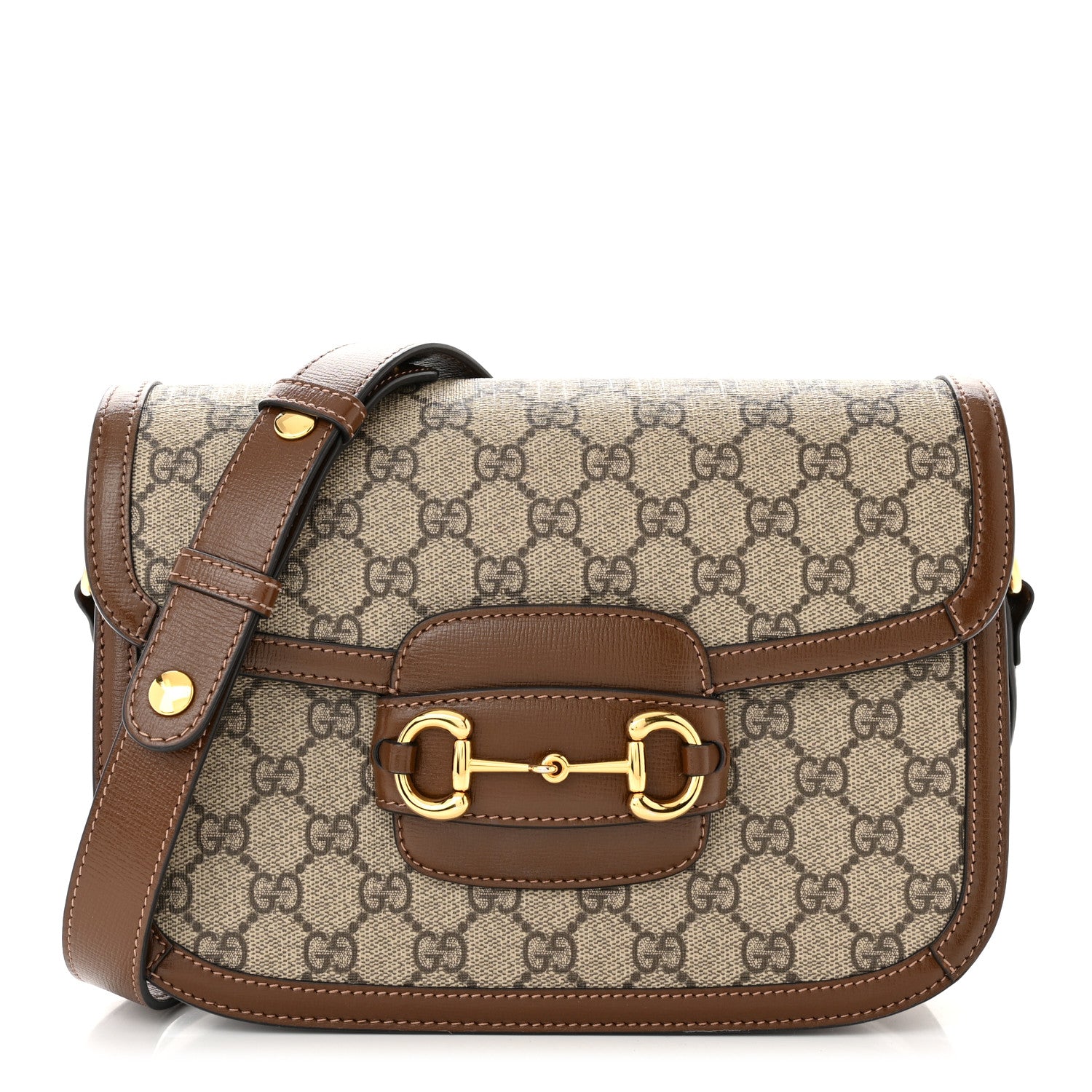 Gucci GG Supreme Monogram Horsebit 1955 Shoulder Bag Beige Brown Sugar 1 of 11