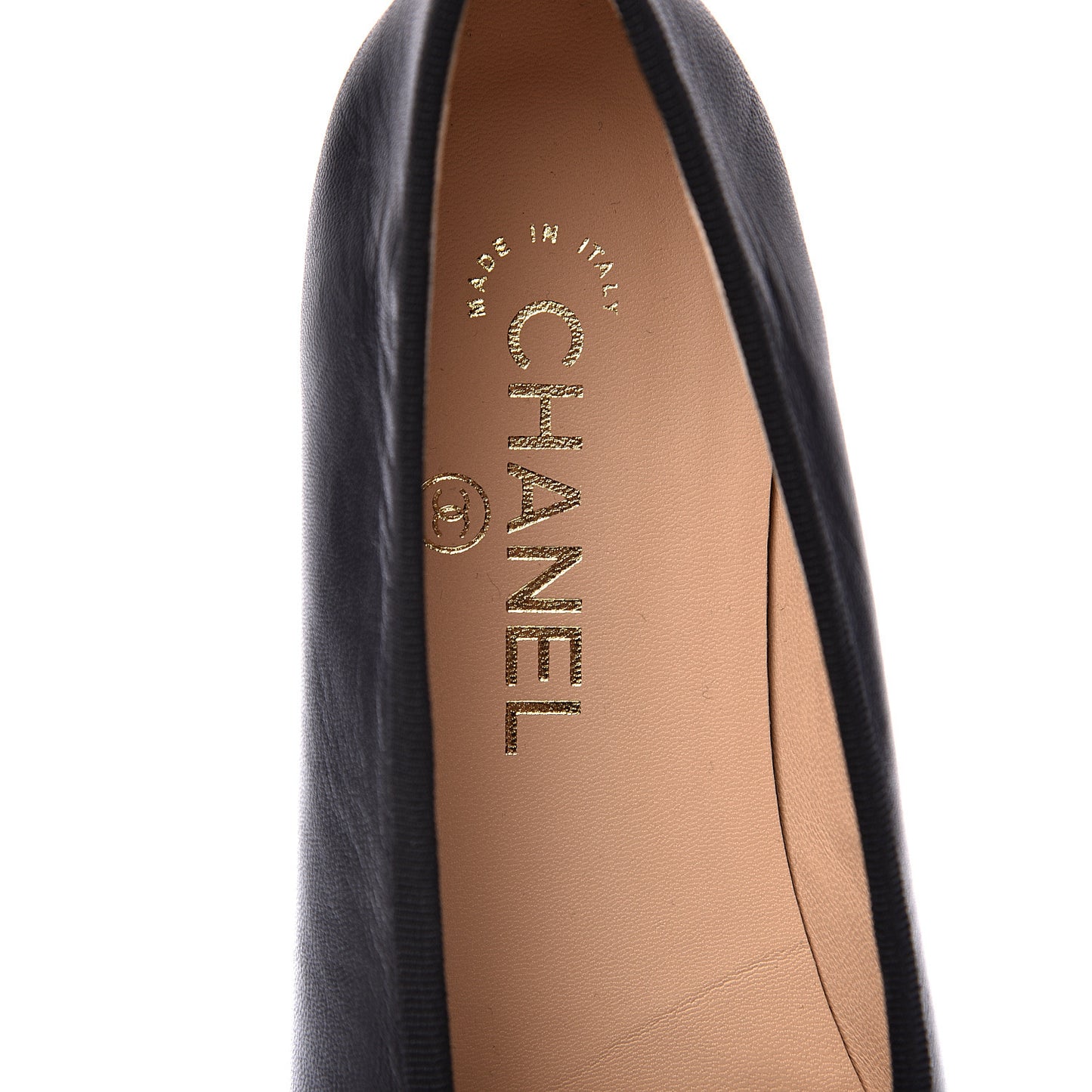 Lambskin Patent Cap Toe Ballerina Flats 37 Black
