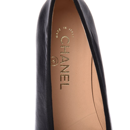 Chanel Lambskin Patent Cap Toe Ballerina Flats 37 Black 6 of 9