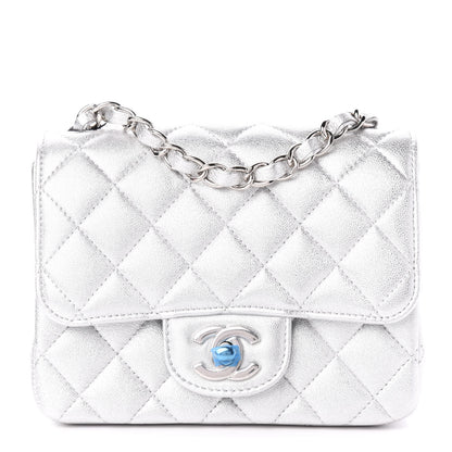 Chanel Metallic Lambskin Quilted Mini Square Flap Silver 1 of 10
