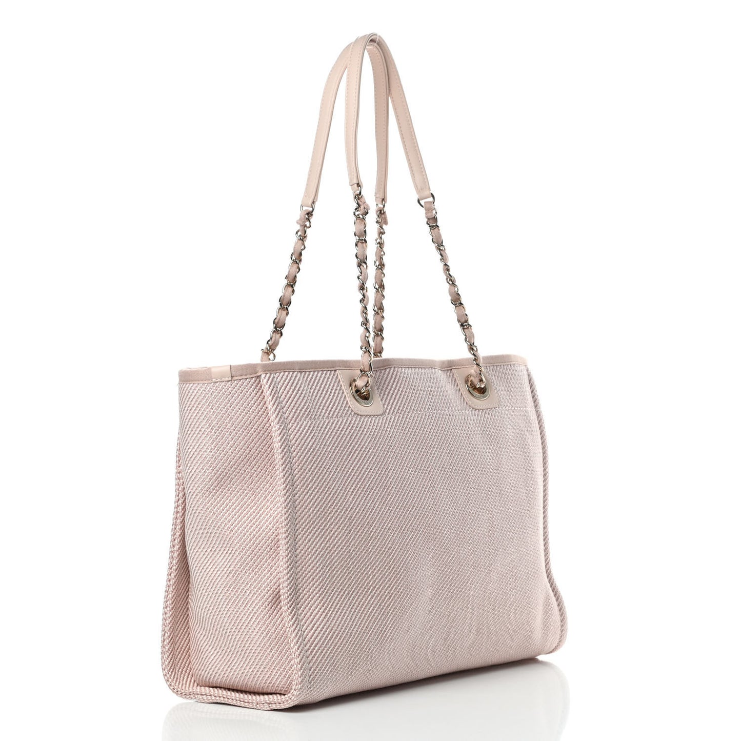 Mixed Fibers Calfskin Small Deauville Tote Beige