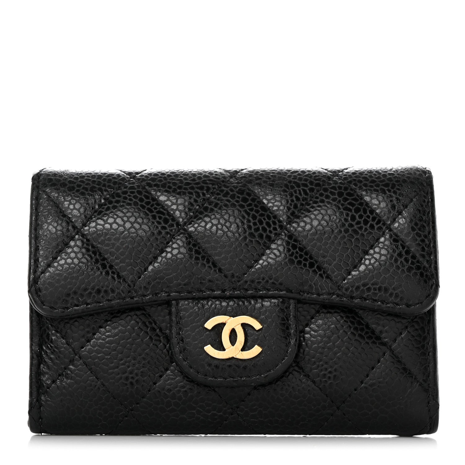 Chanel Caviar Quilted Flap Card Holder Wallet Black 1 of 12