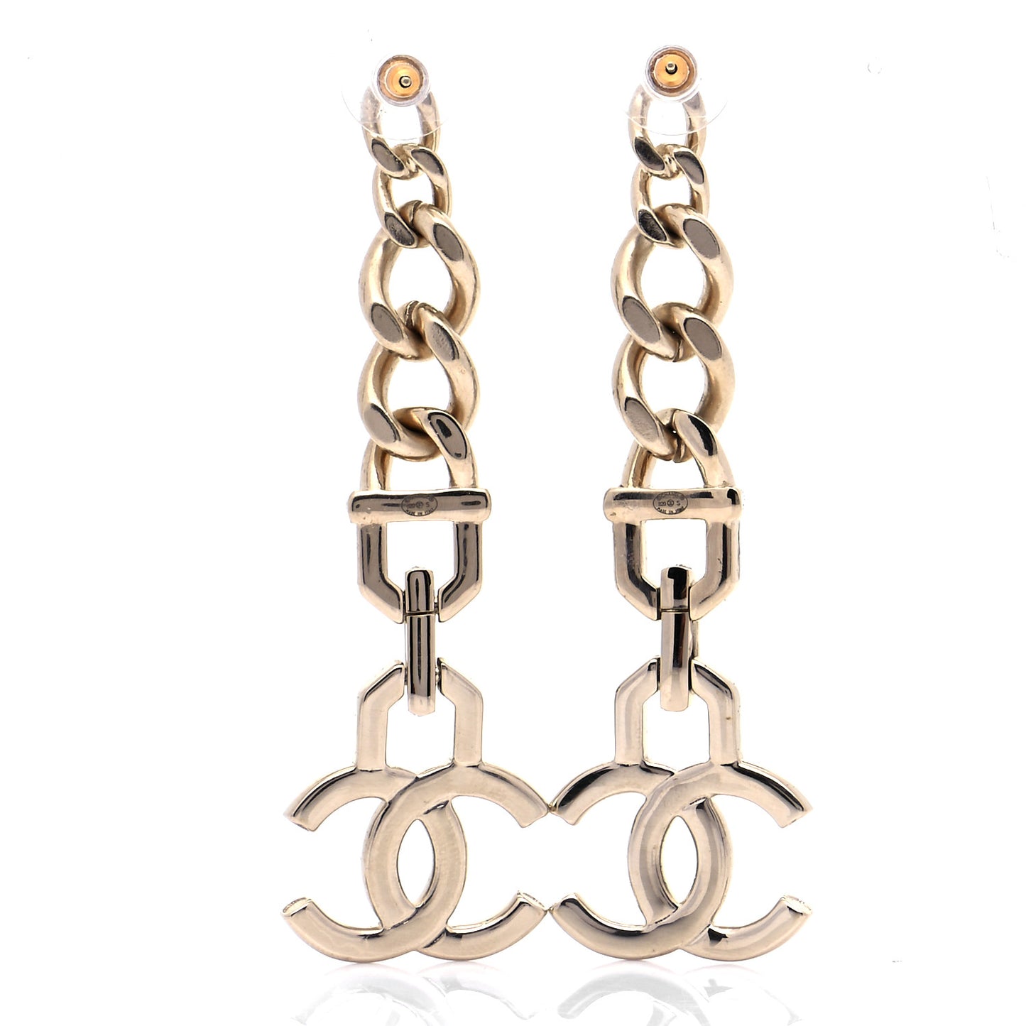 Metal Crystal CC Vendome CC Dangle Earrings Gold