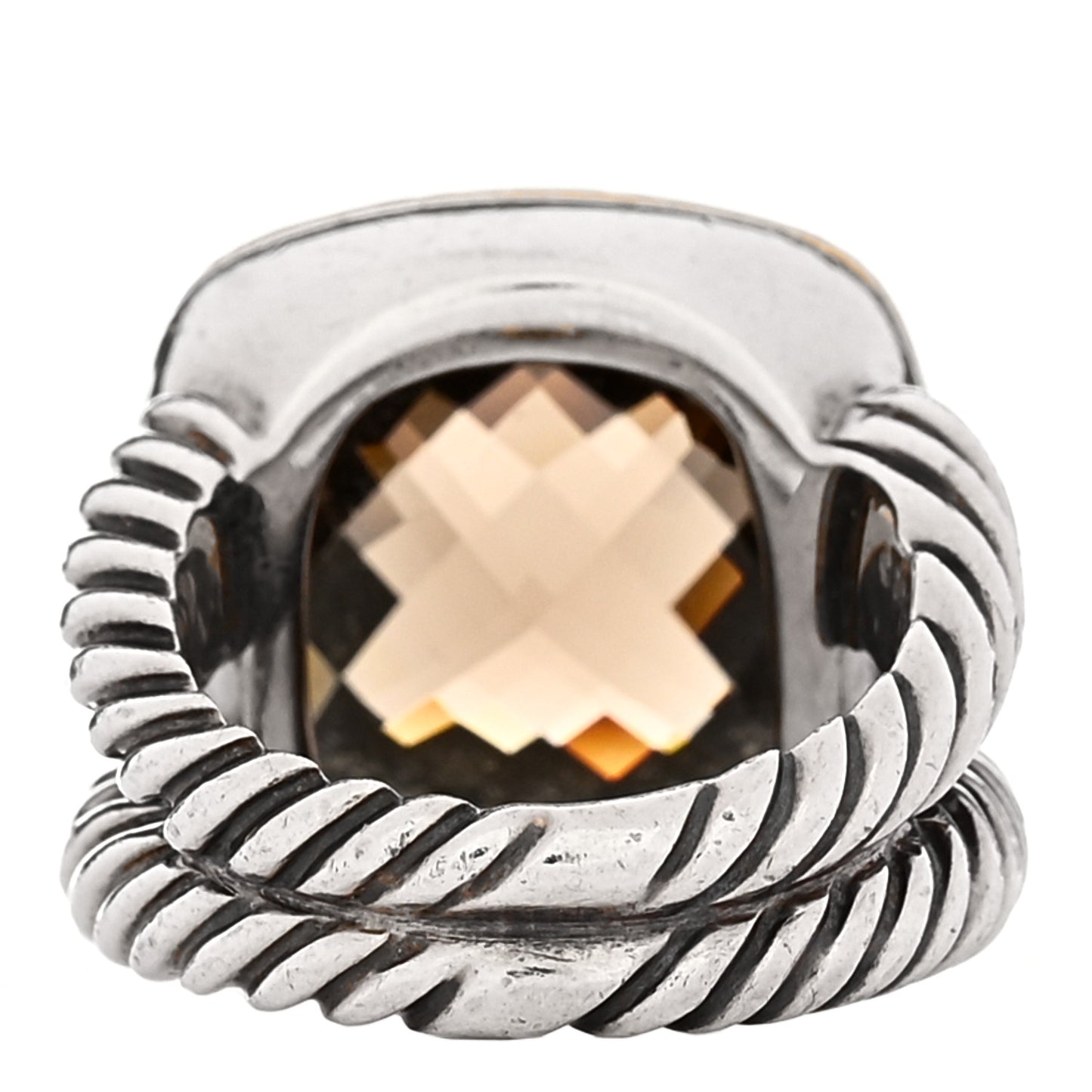 Sterling Silver 18K Yellow Gold Diamond Smoky Quartz 14mm Albion Ring 52 6