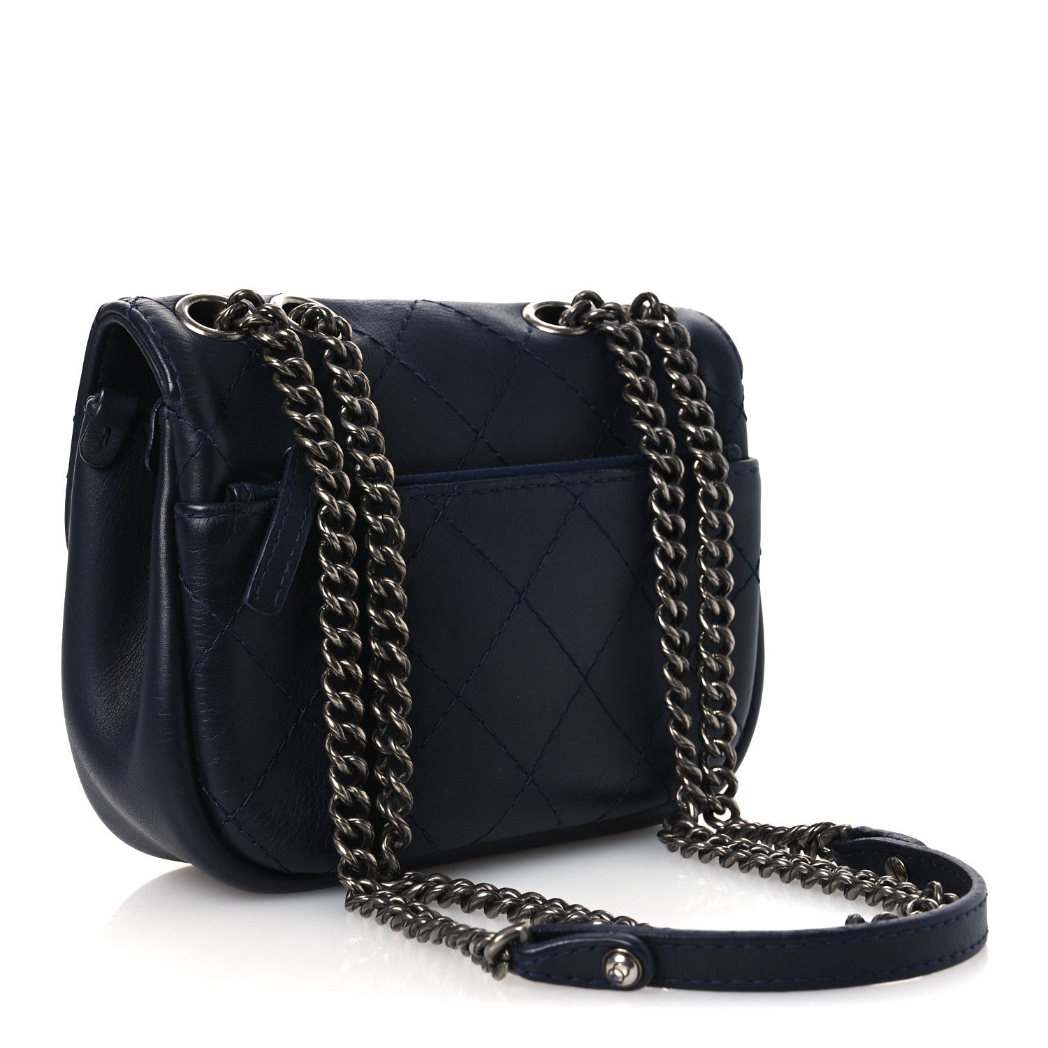 Chanel Calfskin Stitch CC Small Flap Navy Blue 3 of 11