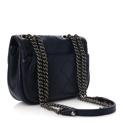 Chanel Calfskin Stitch CC Small Flap Navy Blue 3 of 11