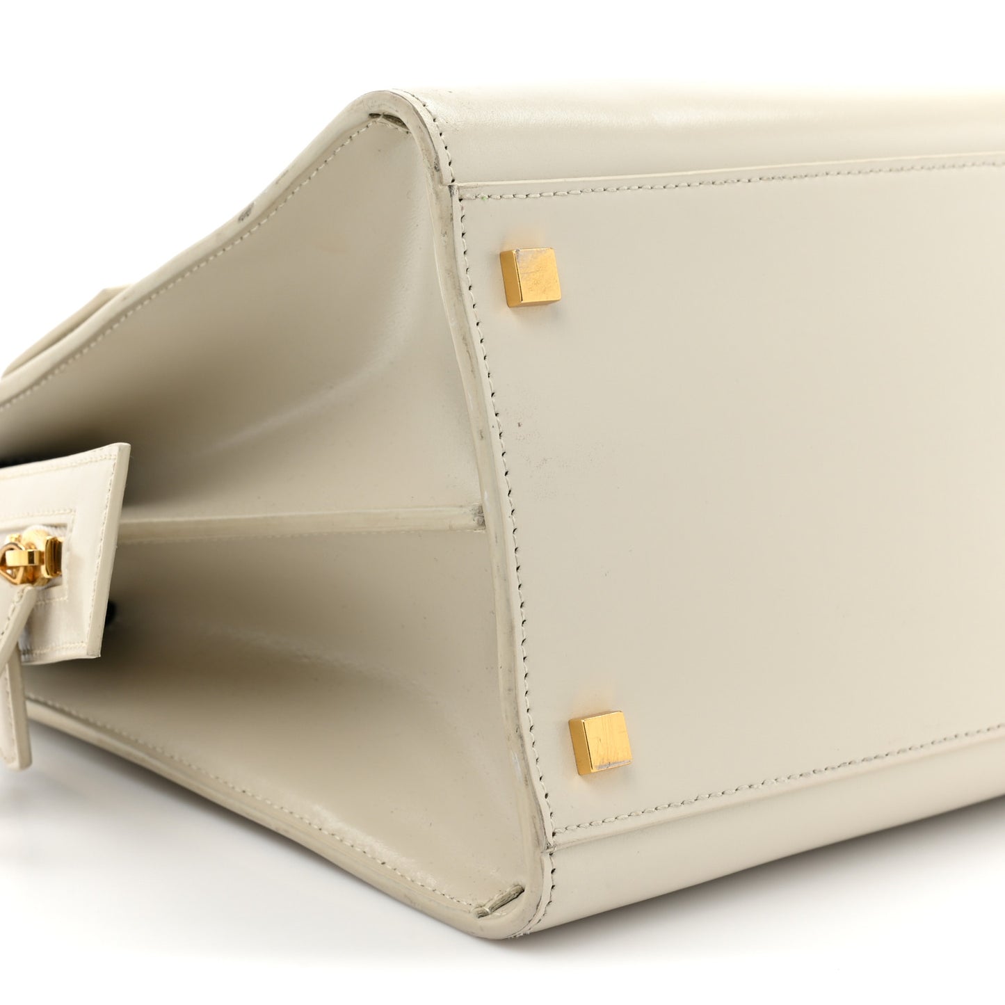 Shiny Calfskin Medium Uptown Tote White