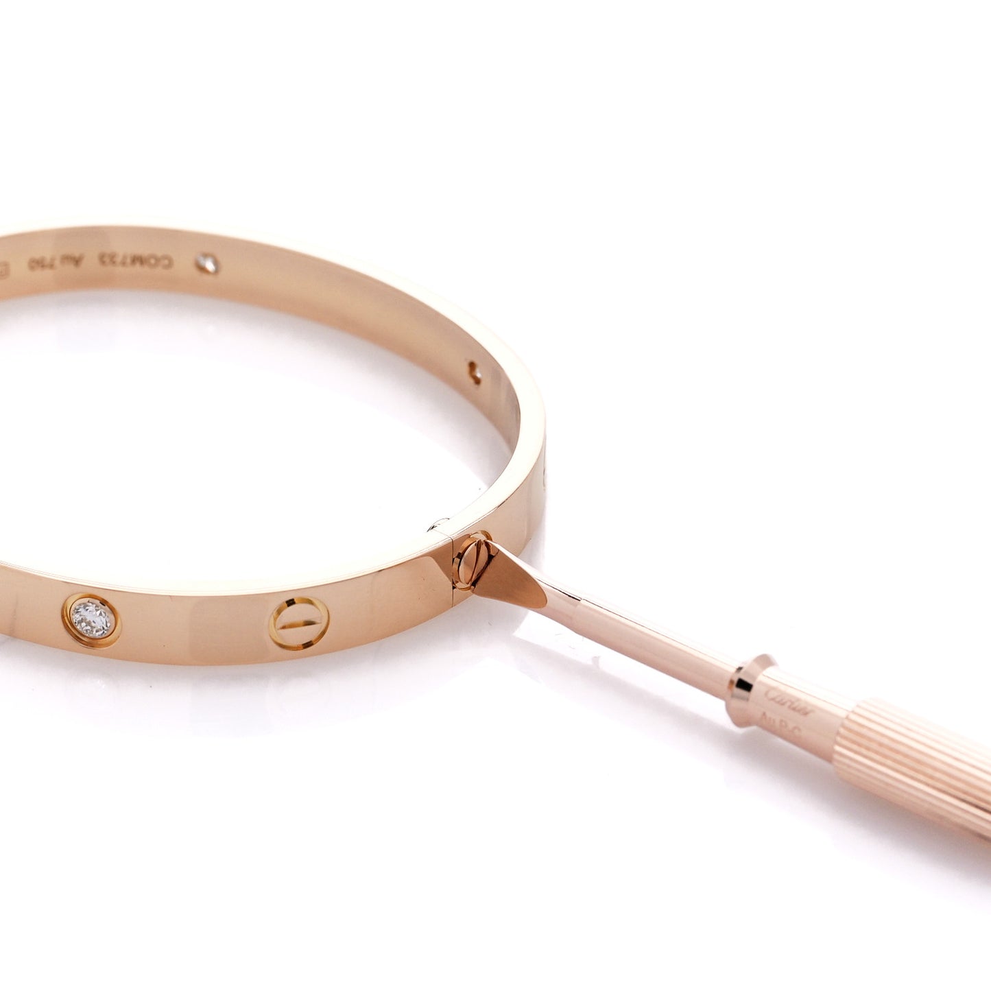 18K Pink Gold 4 Diamond LOVE Bracelet 17