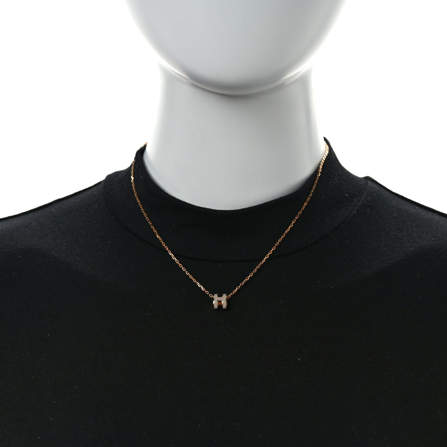 Lacquered Rose Gold Mini Pop H Pendant Necklace Marron Glace