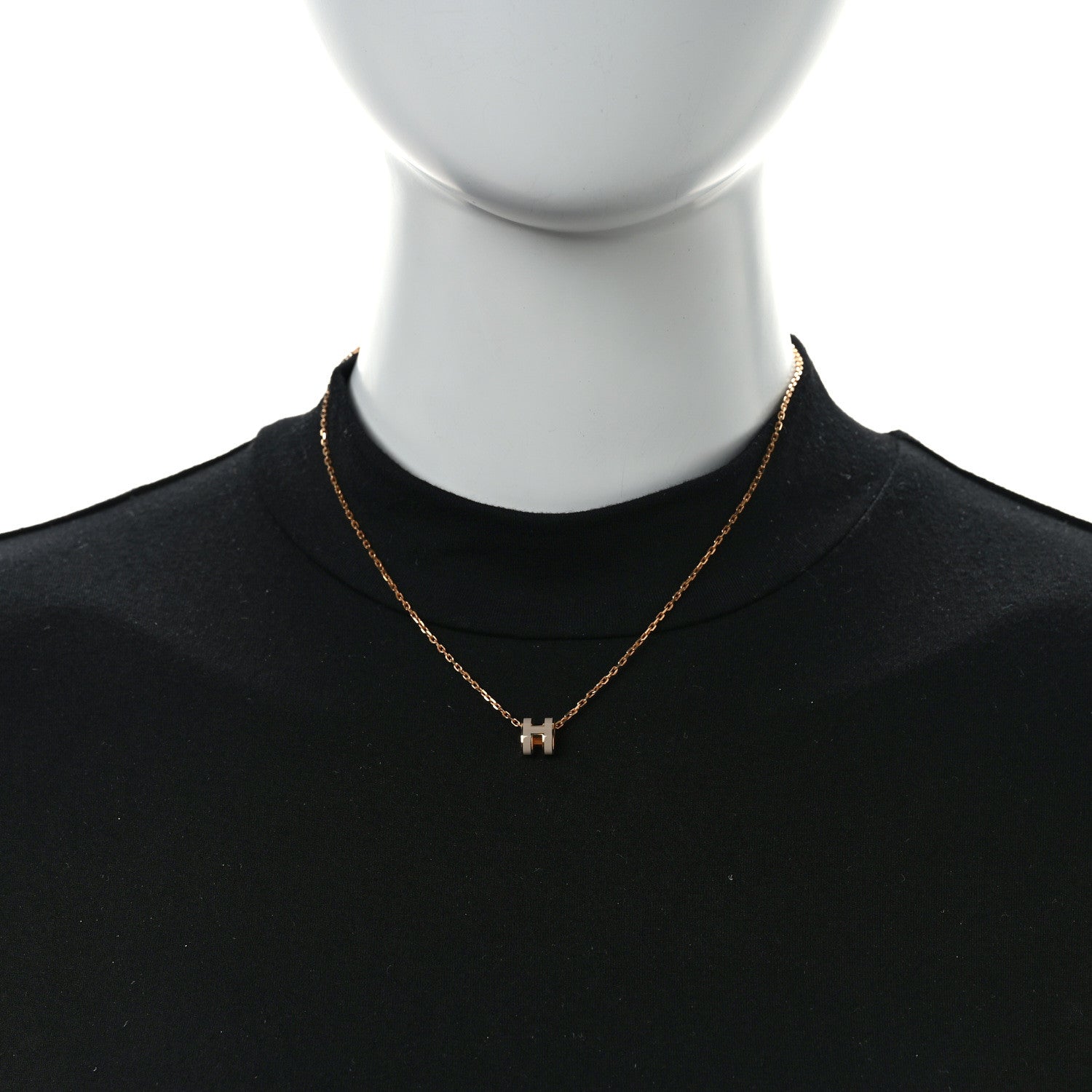 Hermes Lacquered Rose Gold Mini Pop H Pendant Necklace Marron Glace 2 of 7