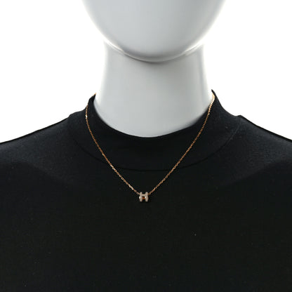 Hermes Lacquered Rose Gold Mini Pop H Pendant Necklace Marron Glace 2 of 7