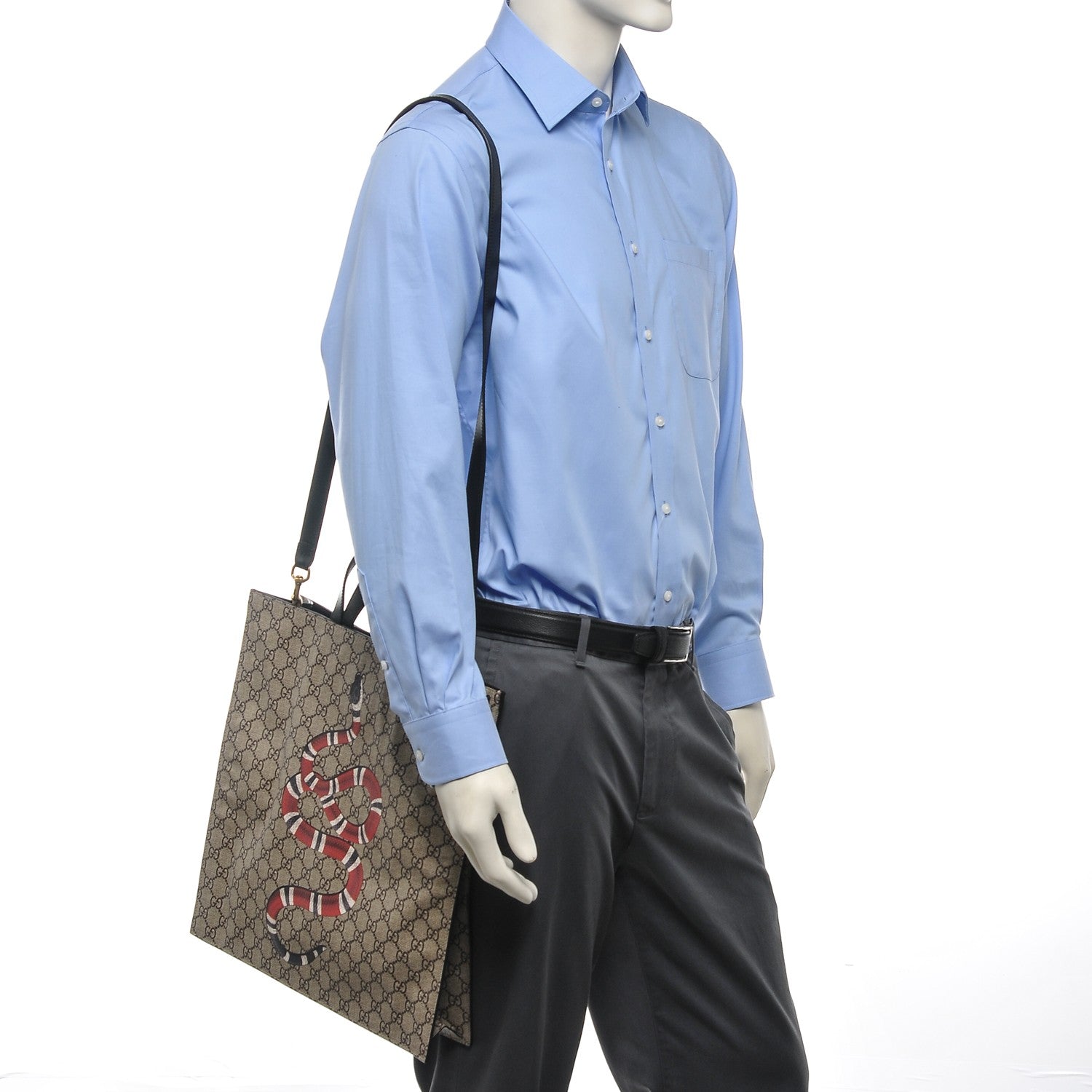Gucci Soft GG Supreme Monogram Kingsnake Vertical Tote Black 2 of 7