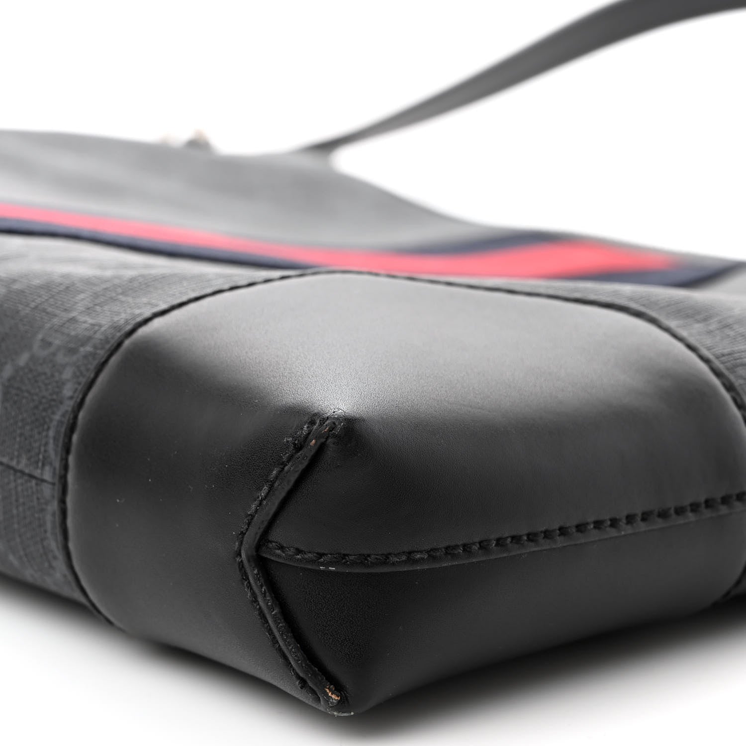 Gucci Soft GG Supreme Monogram Appia Calfskin Web East West Messenger Bag Black Grey 9 of 9
