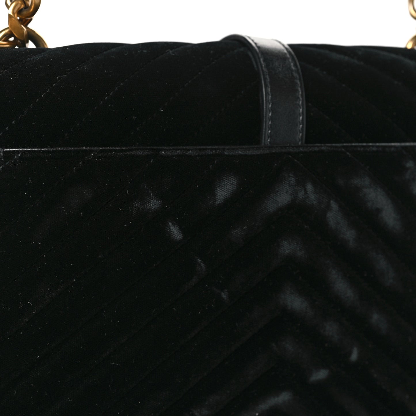 Velvet Matelasse Chevron Medium College Monogram Bag Black