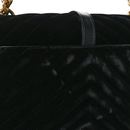 Saint Laurent Velvet Matelasse Chevron Medium College Monogram Bag Black 9 of 9