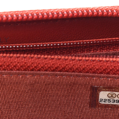 Chanel Caviar Quilted Small Boy Zip Around Wallet Dark Red 8 of 8