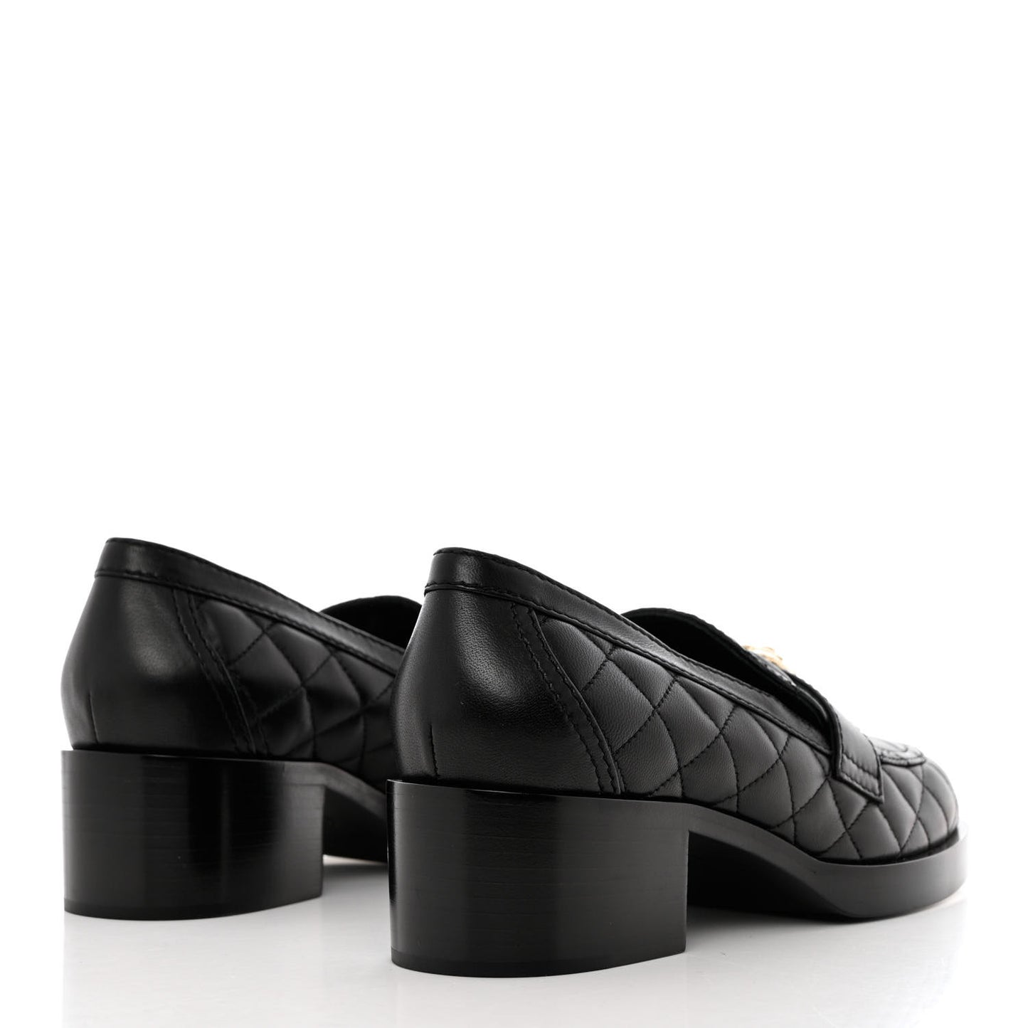 Lambskin Quilted CC Heart Loafers 40 Black
