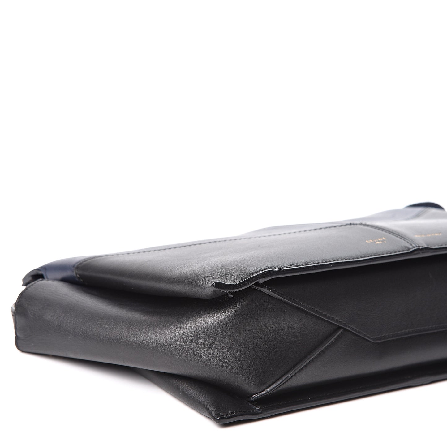 Supple Natural Calfskin Tri-Fold Clutch Black Blue
