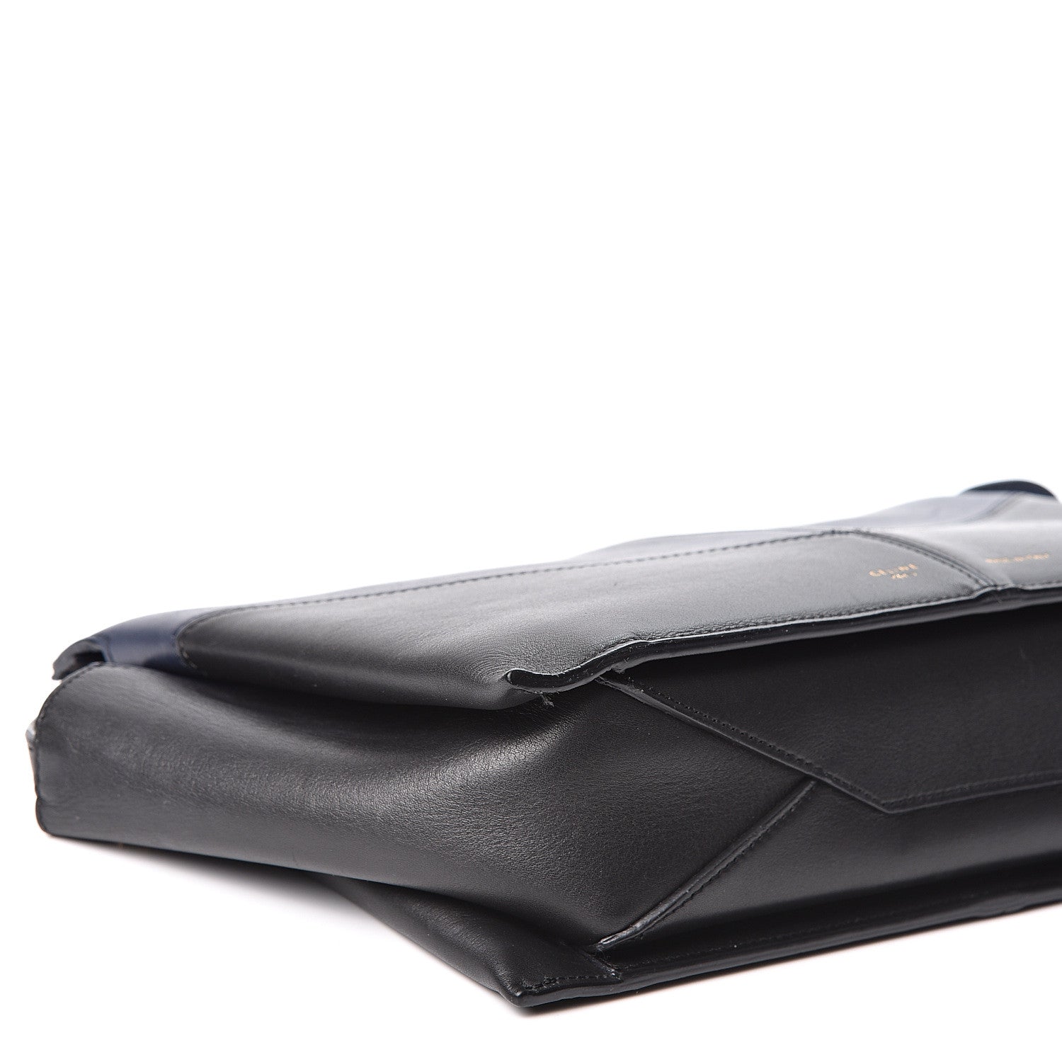 Celine Supple Natural Calfskin Tri-Fold Clutch Black Blue 7 of 8