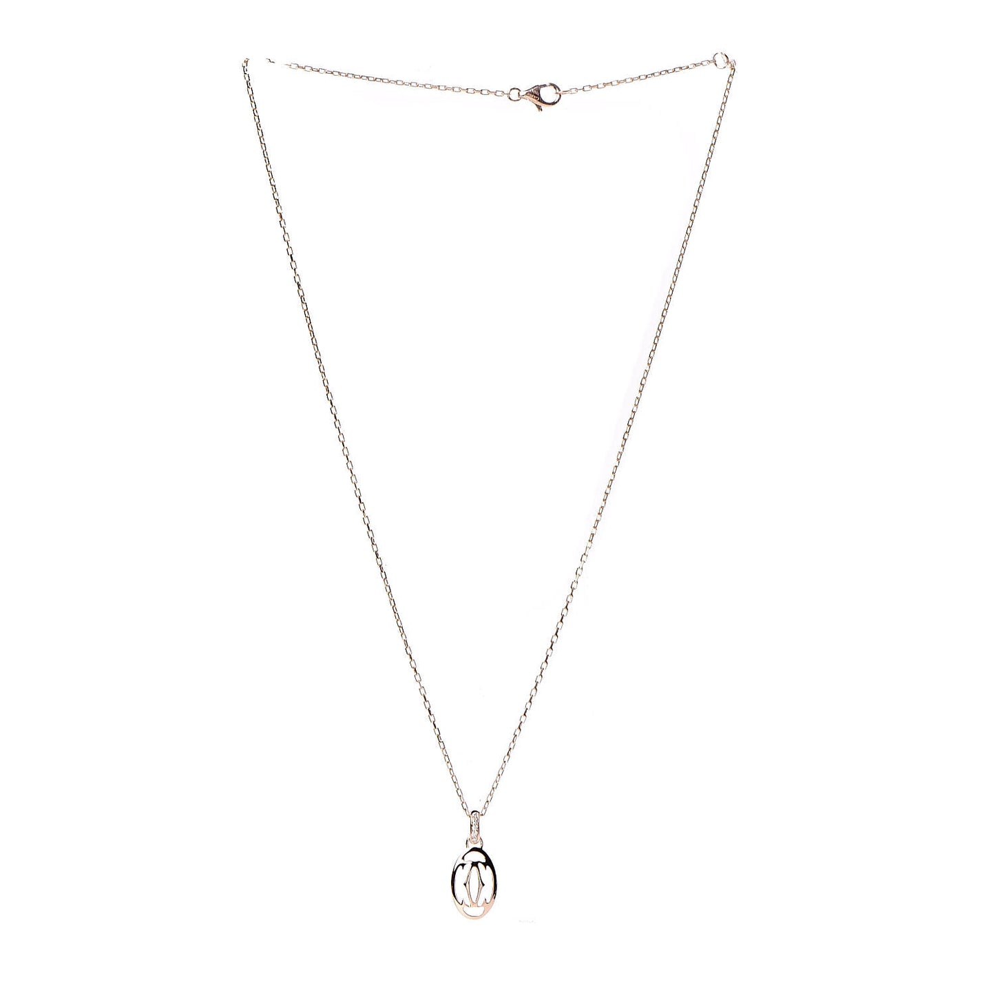 18K Pink Gold Diamond Logo Pendant Necklace