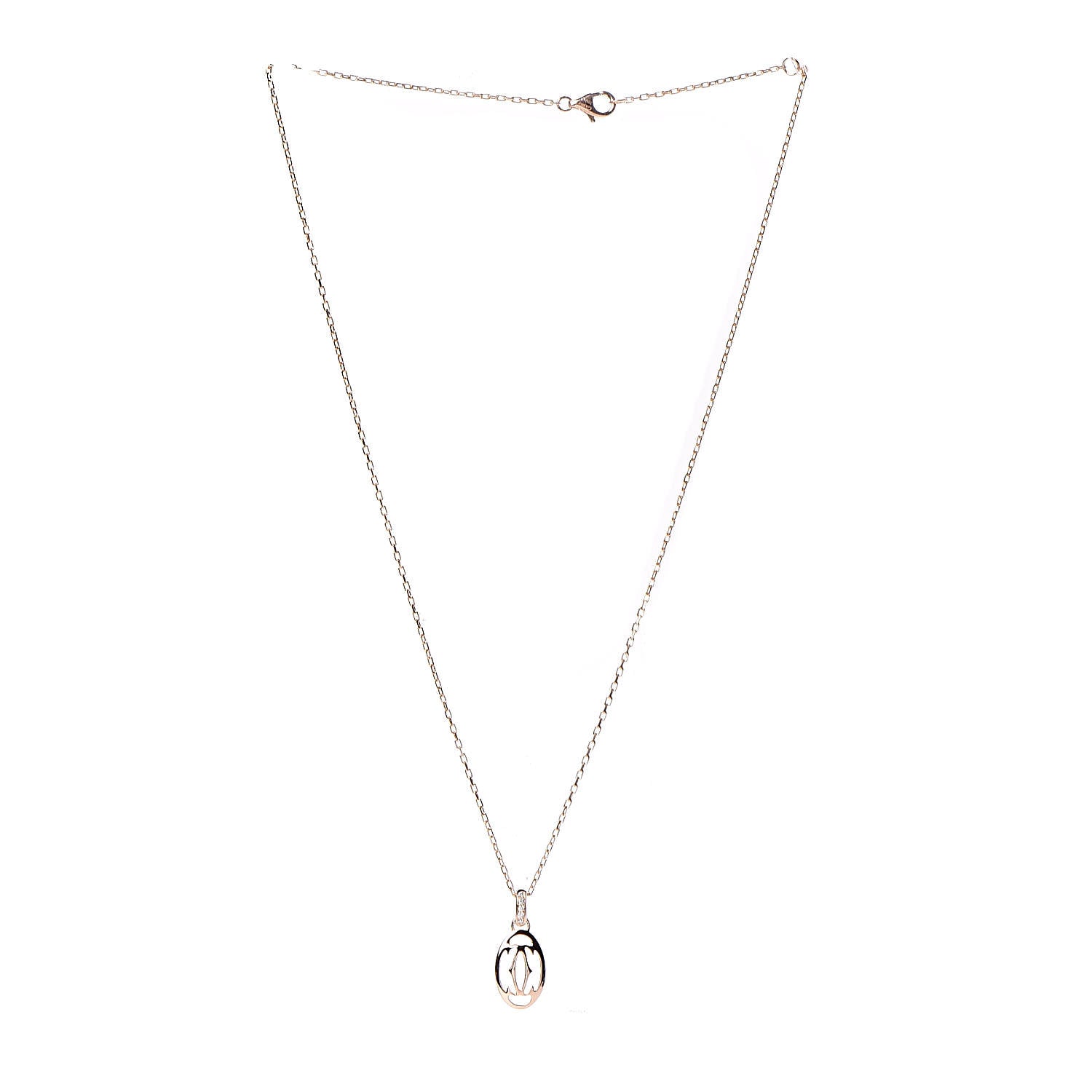 Cartier 18K Pink Gold Diamond Logo Pendant Necklace 3 of 6