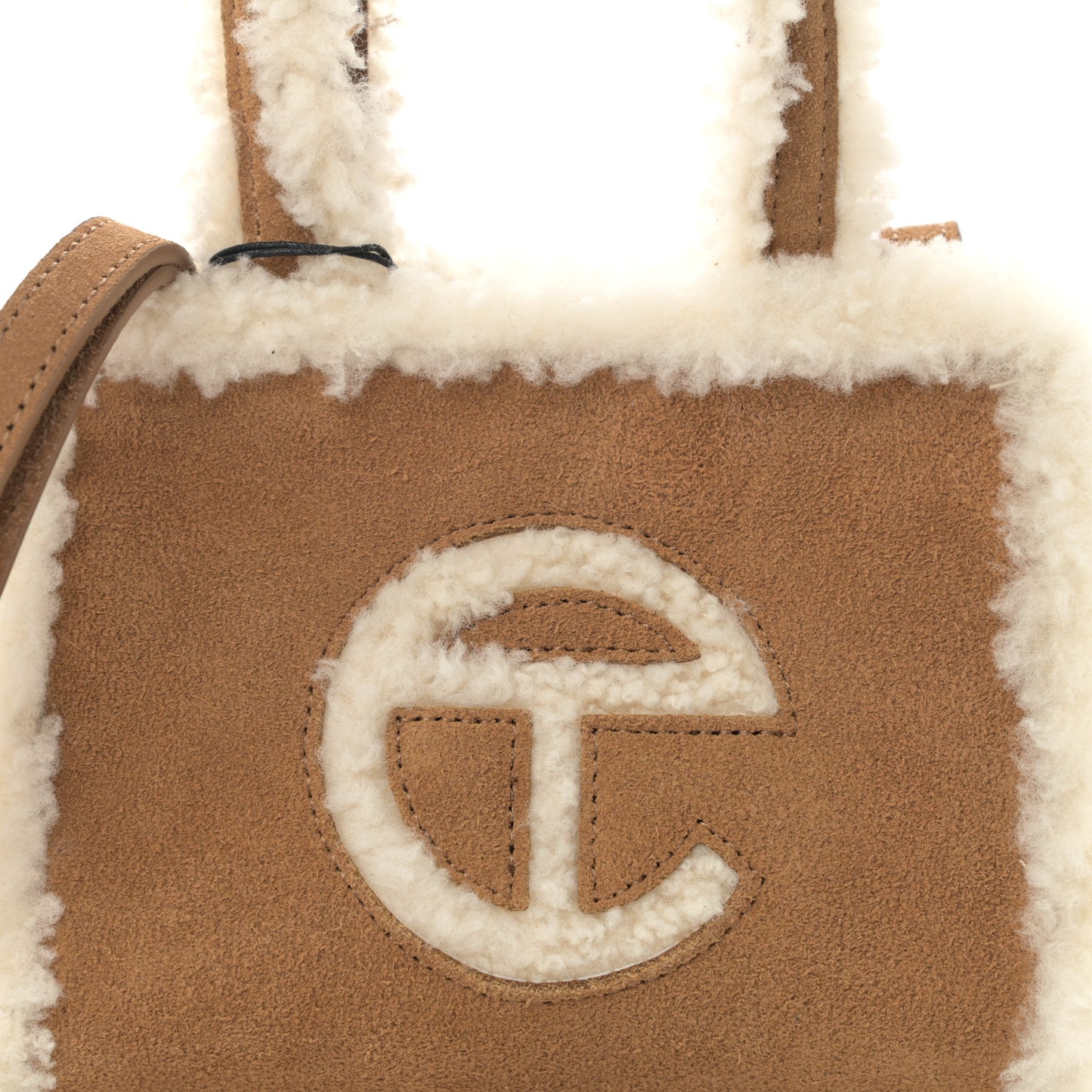 X UGG Suede Shearling Small Shopping Bag Chestnut