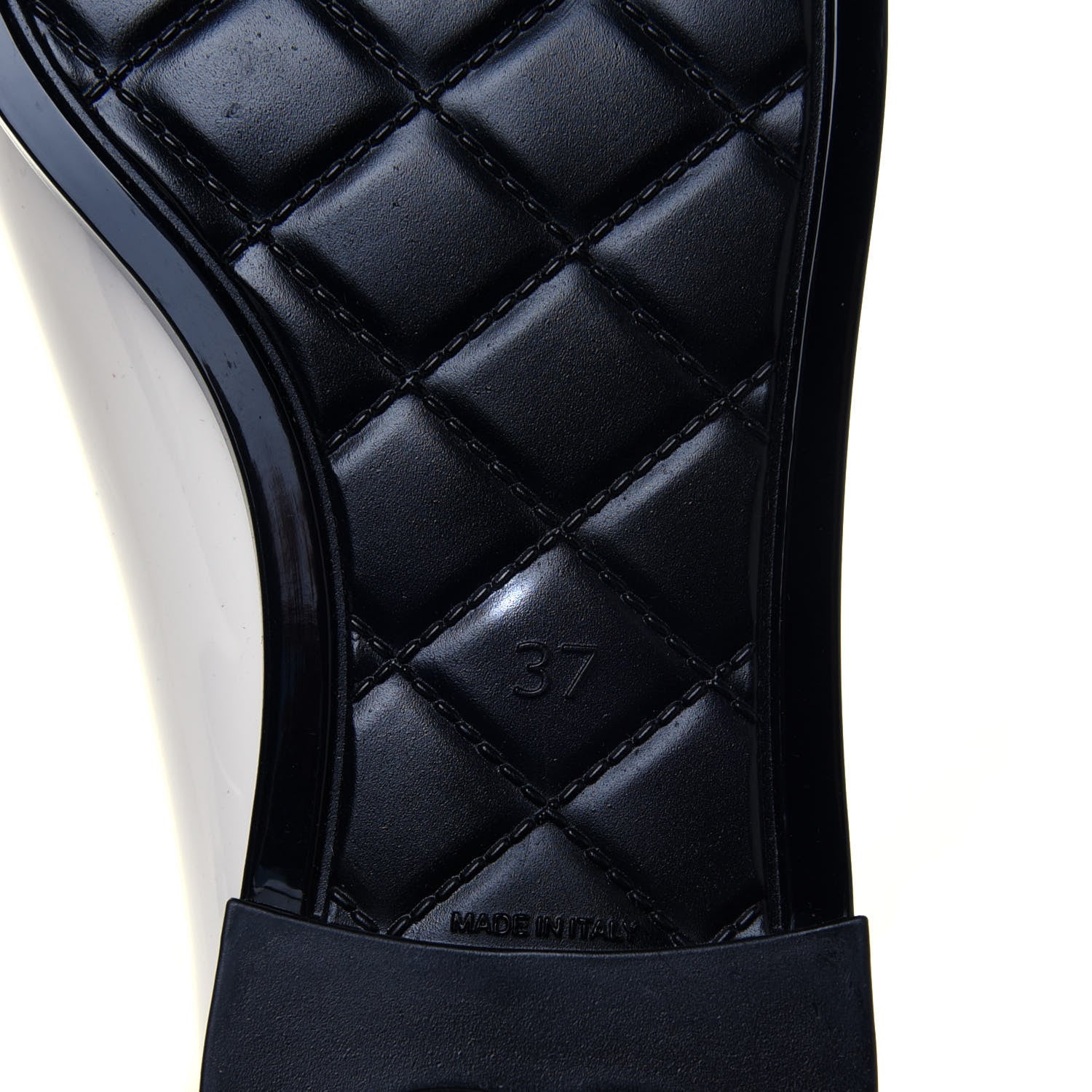 Chanel Rubber Rain Boots 37 Ivory Black 6 of 8