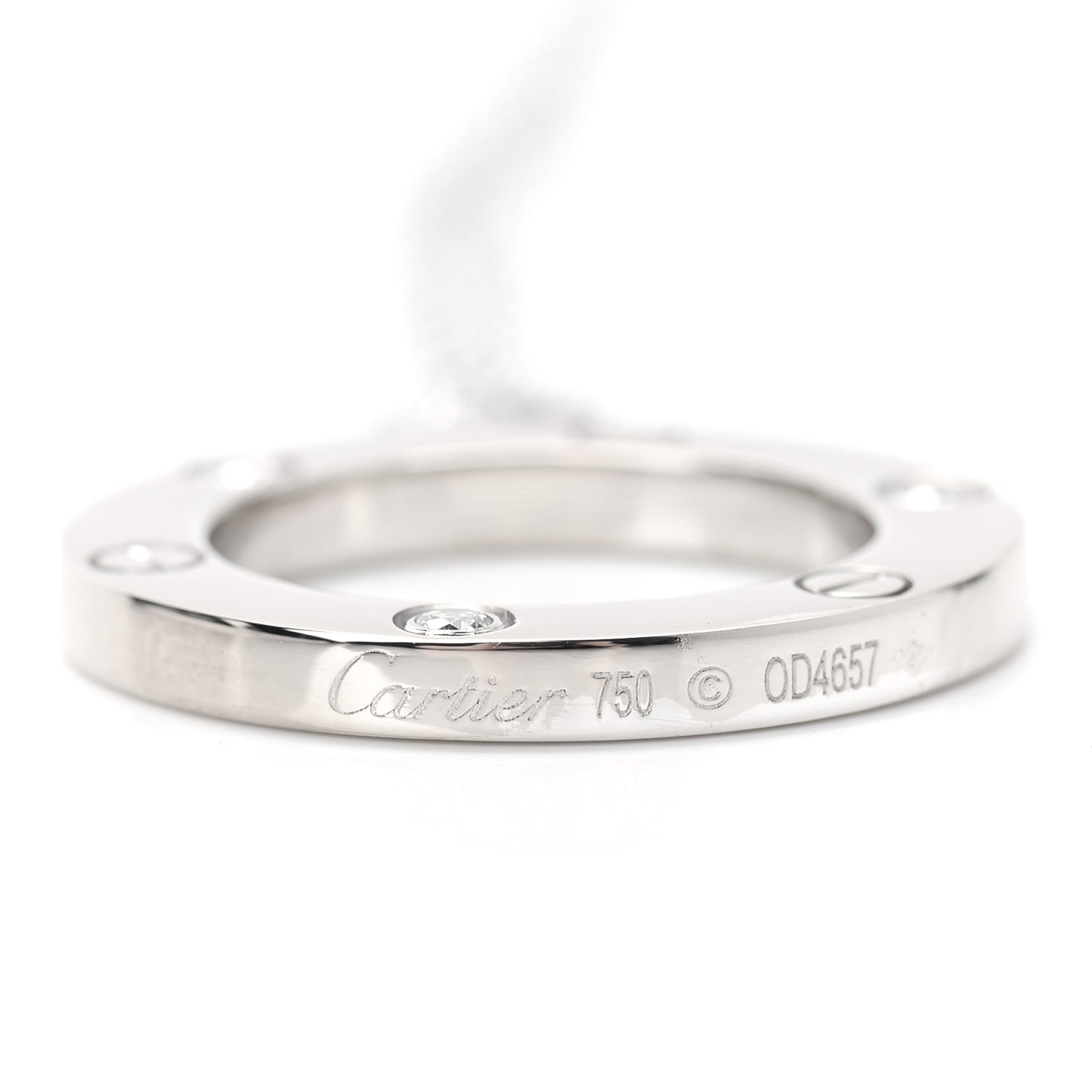 18K White Gold 3 Diamonds LOVE Pendant Necklace