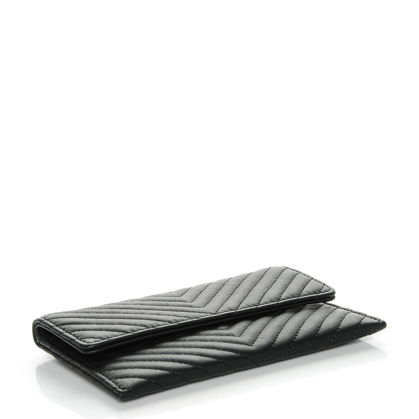 Calfskin Chevron Wallet On Chain WOC Insert Black