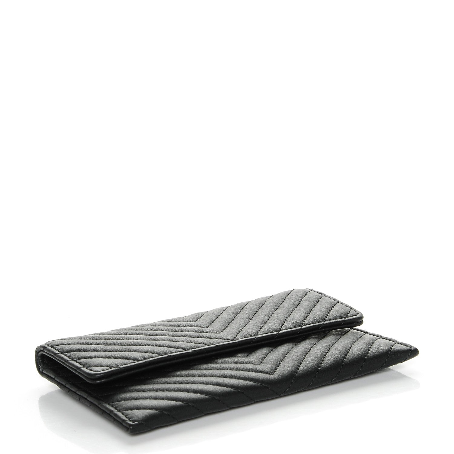 Chanel Calfskin Chevron Wallet On Chain WOC Insert Black 4 of 7